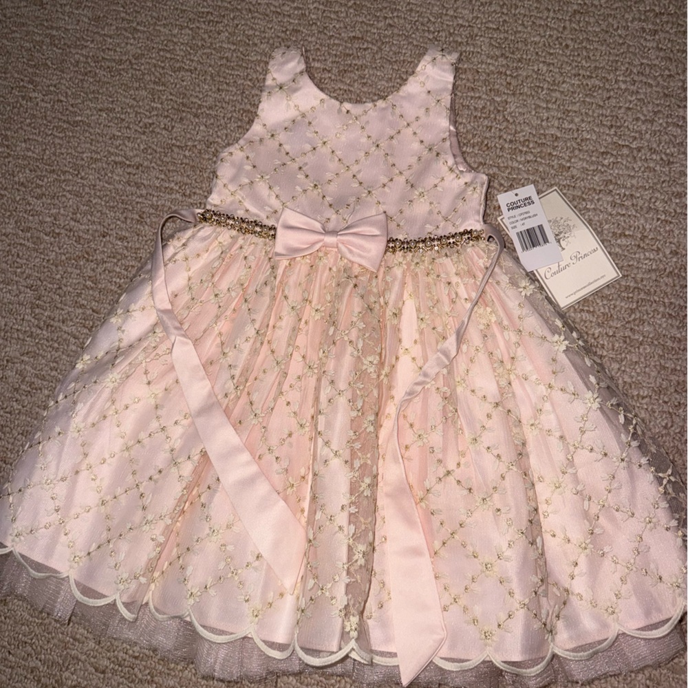 Charming Pink and Gold Kids Dress